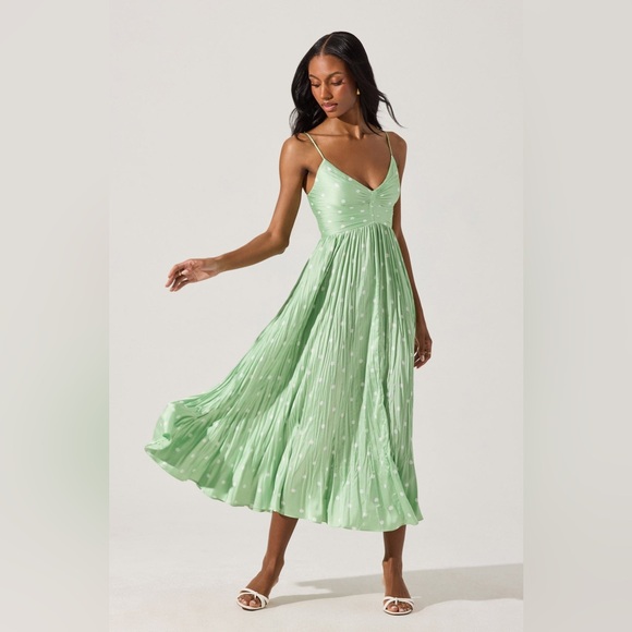 Astr Dresses & Skirts - NWOT ASTR the Label Maeve Dress in Mint Polka Dot Size Large